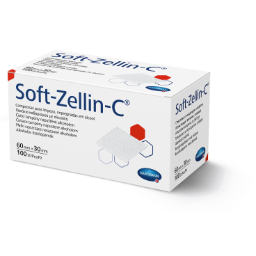 Soft-Zellin-C® Alkoholtupfer, Hautreinigung, 60 x 30 mm 1 Karton = 20 Packungen à 100 Stück - Bild-Darstellung des Produktes 1