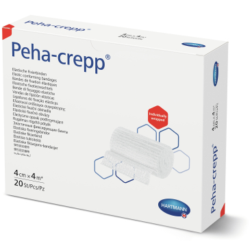 Peha-crepp® Fixierbinde 4 cm x 4 m gedehnt, superelastisch 1 Karton = 160 Stück, einzeln verpackt - Bild-Darstellung des Produktes 1