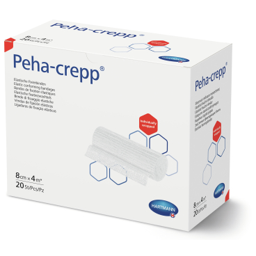 Peha-crepp® Fixierbinde 8 cm x 4 m gedehnt, lose, superelastisch 1 Karton = 10 Packungen à 20 Stück - Bild-Darstellung des Produktes 1