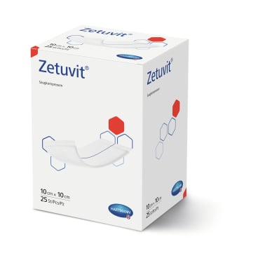 Zetuvit® Saugkompresse hydrophil 10 x 10 cm, steril 1 Packung = 25 Stück, einzel verpackt - Bild-Darstellung des Produktes 1