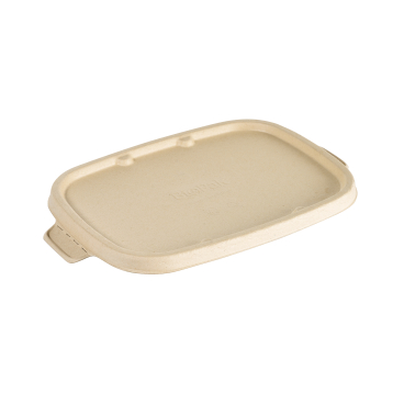 DUNI BioPak Cube Deckel, Bagasse, braun, 900/1200 ml 1 Karton = 4 Beutel à 40 Stück, 249 x 167 x 13 mm, rechteckig - Bild-Darstellung des Produktes 1