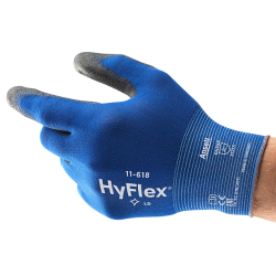 Ansell GmbH Ansell HyFlex® 11-618 Handschuh, PSA Kategorie 2, blau-Schwarz, Schutzhandschuh mit hoher Fingerbeweglichkeit für Fein- und Präzisionsarbeiten, 1 Packung = 12 Paar, Größe 6 11618060