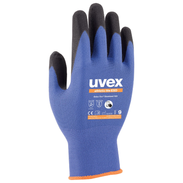 uvex athletic lite ESD Schutzhandschuh, Touchscreen-Eignung 1 Packung = 10 Paar, Größe 8, blau/anthrazit - Bild-Darstellung des Produktes 1
