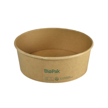 DUNI BioPak Ronda Bowl Wide+ ungeteilt, rund 1 Karton = 12 x 25 Stück, 1300 ml, braun - Bild-Darstellung des Produktes 1