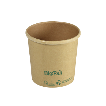 DUNI BioPak Ronda Bowl Short ungeteilt, 360 ml 1 Karton = 16 x 25 Stück, braun - Bild-Darstellung des Produktes 1