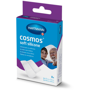 Cosmos® soft silicone Pflasterstrips 2 Größen, hautschonend 1 Packung = 8 Stück - Bild-Darstellung des Produktes 1