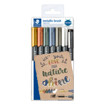STAEDTLER Marker metallic brush 8321, 6 + 1 Farben 1 Packung = 6 Stück - Bild-Darstellung des Produktes 1