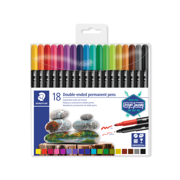 STAEDTLER Fasermaler 3187 mit Doppelspitze, permanent 18 Farben 1 Etui = 18 Stifte - Bild-Darstellung des Produktes 1