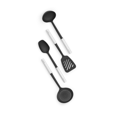 Brabantia Profile Küchenutensilien-Set, 4-teilig, Nylon – 1 Set, Matt Steel