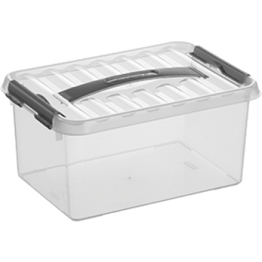 helit "the q-line" Aufbewahrungsbox mit Deckel, transparent 1 Box mit Tragegriff, 6 Liter - Bild-Darstellung des Produktes 1