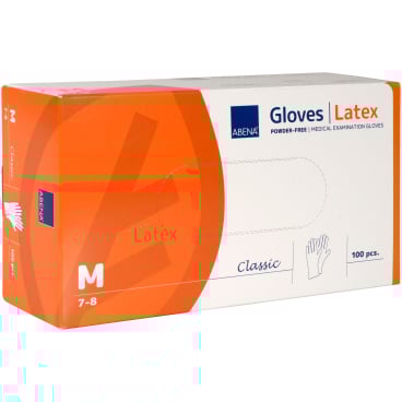 ABENA® Latex Einweghandschuhe, natur 1 Karton = 10 Packungen = 1000 Stück, Größe M - Bild-Darstellung des Produktes 1