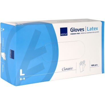 ABENA® Latex Einweghandschuhe, natur 1 Karton = 10 Packungen = 1000 Stück, Größe L - Bild-Darstellung des Produktes 1