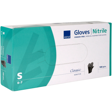 ABENA® Classic Nitril Einweghandschuhe, schwarz 1 Karton = 10 Packungen = 1000 Stück, Größe S - Bild-Darstellung des Produktes 1