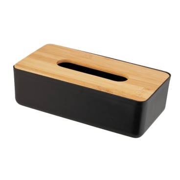 WENKO Kosmetiktücher Box Rotello, Deckel aus Bambus Farbe: schwarz - Bild-Darstellung des Produktes 1