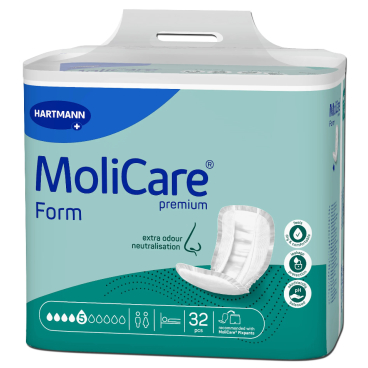 MoliCare® Premium Form Inkontinenzvorlage, 5 Tropfen 1 Karton = 4 Packungen à 32 Stück - Bild-Darstellung des Produktes 1
