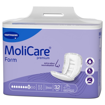 MoliCare® Premium Form Inkontinenzvorlage, 8 Tropfen 1 Karton = 4 Packungen à 32 Stück - Bild-Darstellung des Produktes 1