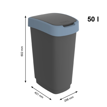 Rotho Mülleimer TWIST, 50 Liter Farbe: schwarz/ horizon blue kaufen
