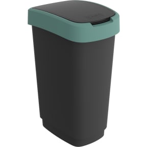 Rotho Mülleimer TWIST, 50 Liter – Farbe: schwarz/ mistletoe green