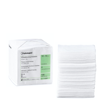 Fuhrmann Vlieskompressen unsteril 30 Gramm 1 Karton = 10 Packungen á 100 Stück = 1000 Stück, 5 x 5 cm - Bild-Darstellung des Produktes 1