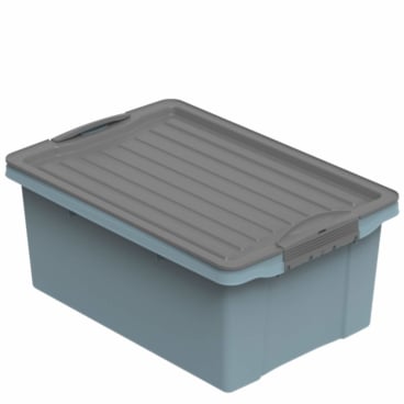 Rotho COMPACT A4 Stapelbox, 13 Liter Farbe: anthrazit/ blau - Bild-Darstellung des Produktes 1