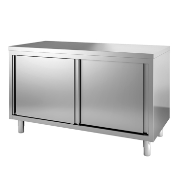 Gastro-Inox Edelstahl Arbeitsschrank mit Schiebetüren, Tiefe 600  Maße: (L x T x H) 1100 x 600 x 880 mm - Bild-Darstellung des Produktes 1