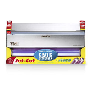 Jet-Cut Starter-Set Frischhaltefolie Nachfüllsystem, 3-teilig 2 x Jet-Cut PVC Folien (B x L): 0,45 x 500 m + gratis Dispenser - Bild-Darstellung des Produktes 1