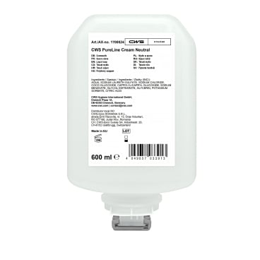 CWS PureLine Cream Neutral Seifencreme, 600 ml 1 Karton = 8 x 600 ml - Flaschen - Bild-Darstellung des Produktes 1