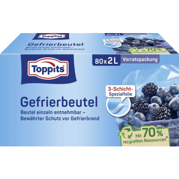 Toppits® Gefrierbeutel Standboden Vorratspack Fassungsvermögen: 2 Liter, 1 Packung = 80 Stück - Bild-Darstellung des Produktes 1