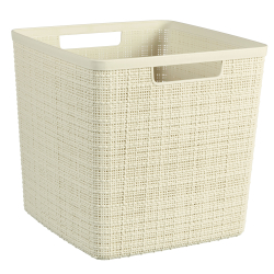 Keter Germany GmbH CURVER JUTE RECYCLING Aufbewahrungskorb Cube, 17 Liter, Aufbewahrungskiste mit zwei Griffen und Jute Optik, Farbe: off white 273283