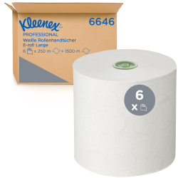 FamPro Tissue Germany GmbH KLEENEX® Papierhandtücher auf Rollen 1-lagig, weiß, Großrolle, Papierhandtuchrolle bietet unvergleichlichen Komfort im Waschraum, 1 Karton = 6 x 250 m = 1500 m 6646