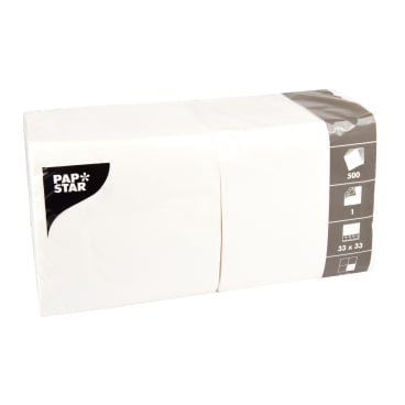 Papstar Servietten, weiß, 33 x 33 cm, 1/4 Falz, 1-lagig 1 Packung = 500 Stück - Bild-Darstellung des Produktes 1