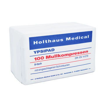 Holthaus Medical YPSIPAD Mullkompresse DIN EN 14079, unsteril 1 Packung = 100 Stück, Maße: 5 x 5 cm - Bild-Darstellung des Produktes 1