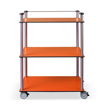 ETERNASOLID MULTICART Etagenwagen W23, Reling 3-seitig, 3 Böden Farbe: orange - Bild-Darstellung des Produktes 1