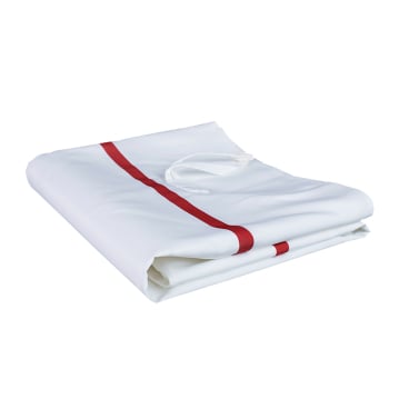 ETERNASOLID Textil-Wäschesack, weiß, mit Knebelverschluss 1 Packung = 10 Stück, mit roten Kennstreifen - Bild-Darstellung des Produktes 1