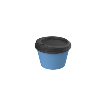Kaffeebecher Mehrwegbecher To Go Becher mit Deckel, 0,1 Liter – 1 Stück, Farbe: behagliches blau/schwarz