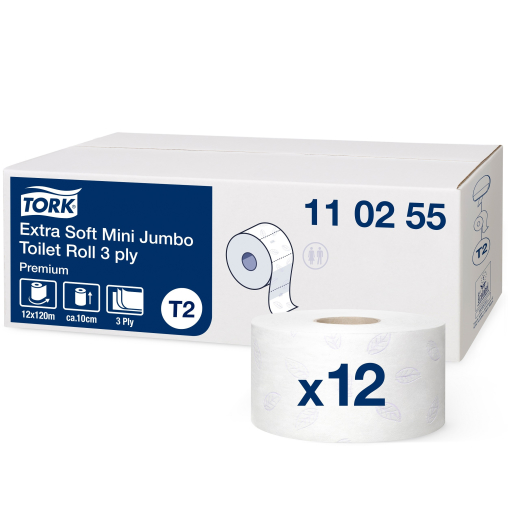 Tork Mini Jumbo Toilettenpapier T2 Premium, 3-lagig, weiß