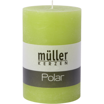 Müller Kerzen Polar Stumpenkerzen 120/78mm, Raureif-Effekt 1 Packung = 4 Stück, maigrün - Bild-Darstellung des Produktes 1