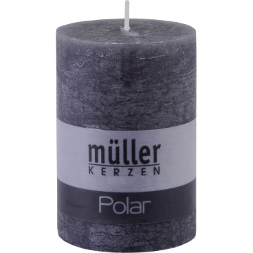 Müller Kerzen Polar Stumpenkerzen 100/68 mm, Raureif-Effekt 1 Packung = 4 Stück, asphalt - Bild-Darstellung des Produktes 1