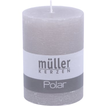 Müller Kerzen Polar Stumpenkerzen 100/68 mm, Raureif-Effekt 1 Packung = 4 Stück, schiefer - Bild-Darstellung des Produktes 1