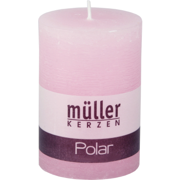 Müller Kerzen Polar Stumpenkerzen 100/68 mm, Raureif-Effekt 1 Packung = 4 Stück, malve - Bild-Darstellung des Produktes 1