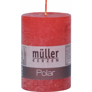 Müller Kerzen Polar Stumpenkerzen 100/68 mm, Raureif-Effekt 1 Packung = 4 Stück, rot - Bild-Darstellung des Produktes 1