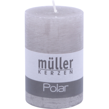 Müller Kerzen Polar Stumpenkerzen 90/58 mm, Raureif-Effekt 1 Packung = 6 Stück, schiefer - Bild-Darstellung des Produktes 1