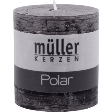 Müller Kerzen Polar Stumpenkerzen 75/68 mm, Raureif-Effekt 1 Packung = 4 Stück, asphalt - Bild-Darstellung des Produktes 1