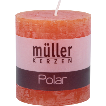 Müller Kerzen Polar Stumpenkerzen 75/68 mm, Raureif-Effekt 1 Packung = 4 Stück, mandarin - Bild-Darstellung des Produktes 1