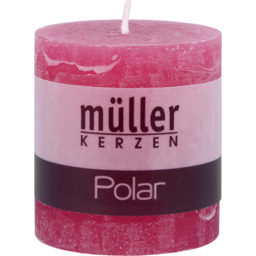 Müller Kerzen Polar Stumpenkerzen 75/68 mm, Raureif-Effekt 1 Packung = 4 Stück, fraise - Bild-Darstellung des Produktes 1