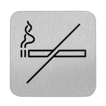 SanTRAL® Hinweisschild Rauchverbot, selbstklebend 1 Stück - Edelstahl: Silber - Bild-Darstellung des Produktes 1