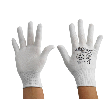 SafeGuard ESD Handschuh, ohne Beschichtung, silikonfrei 12 Paar, Größe S, weiß - Bild-Darstellung des Produktes 1