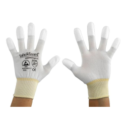 DS-SafetyWear Arbeitsschutzprodukte GmbH SafeGuard ESD Handschuh, beschichtete Fingerkuppen, silikonfrei, Atmungsaktive ESD-Handschuhe nahtlos verarbeitet, 1 Paar, Größe XL, weiß/gelb DSWL37431