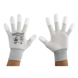 DS-SafetyWear Arbeitsschutzprodukte GmbH SafeGuard ESD Handschuh, beschichtete Fingerkuppen, silikonfrei, Atmungsaktive ESD-Handschuhe nahtlos verarbeitet, 1 Paar, Größe XXL, weiß/hellgrau DSWL37432