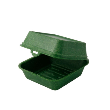 Greenbox Mehrweg Burger Box Häppy Box, abnehmbarer Deckel 1 Karton = 4 Packungen à 15 Stück, Farbe: spinat / dunkelgrün - Bild-Darstellung des Produktes 1